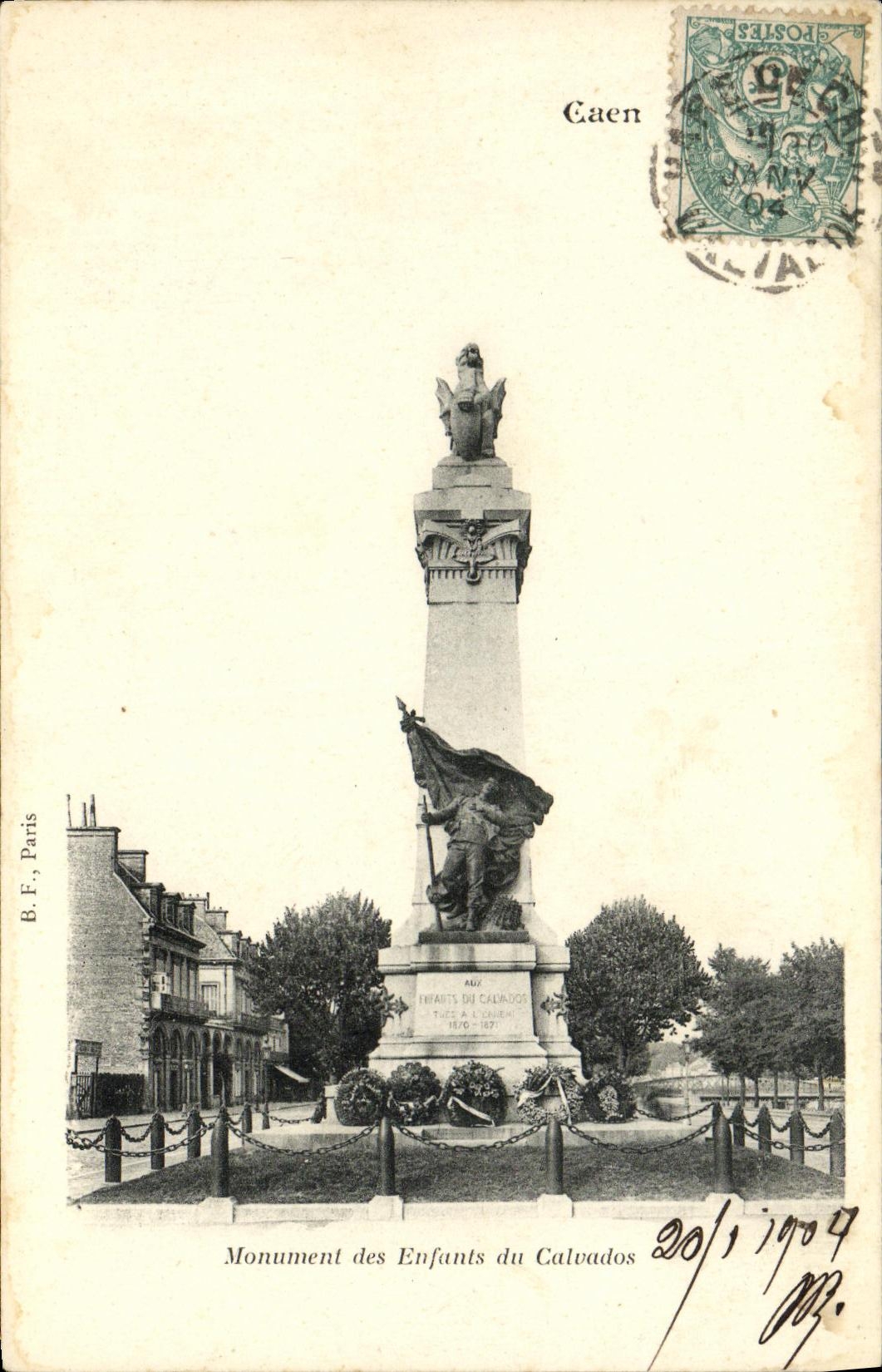 CPA Caen Monument des Enfants du Calvados Militaria