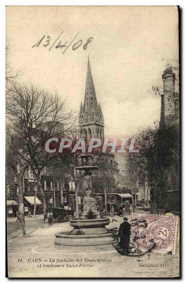 CAEN — La fontaine des Trois-Grâces et boulevard Saint-Pierre — Collection ADP