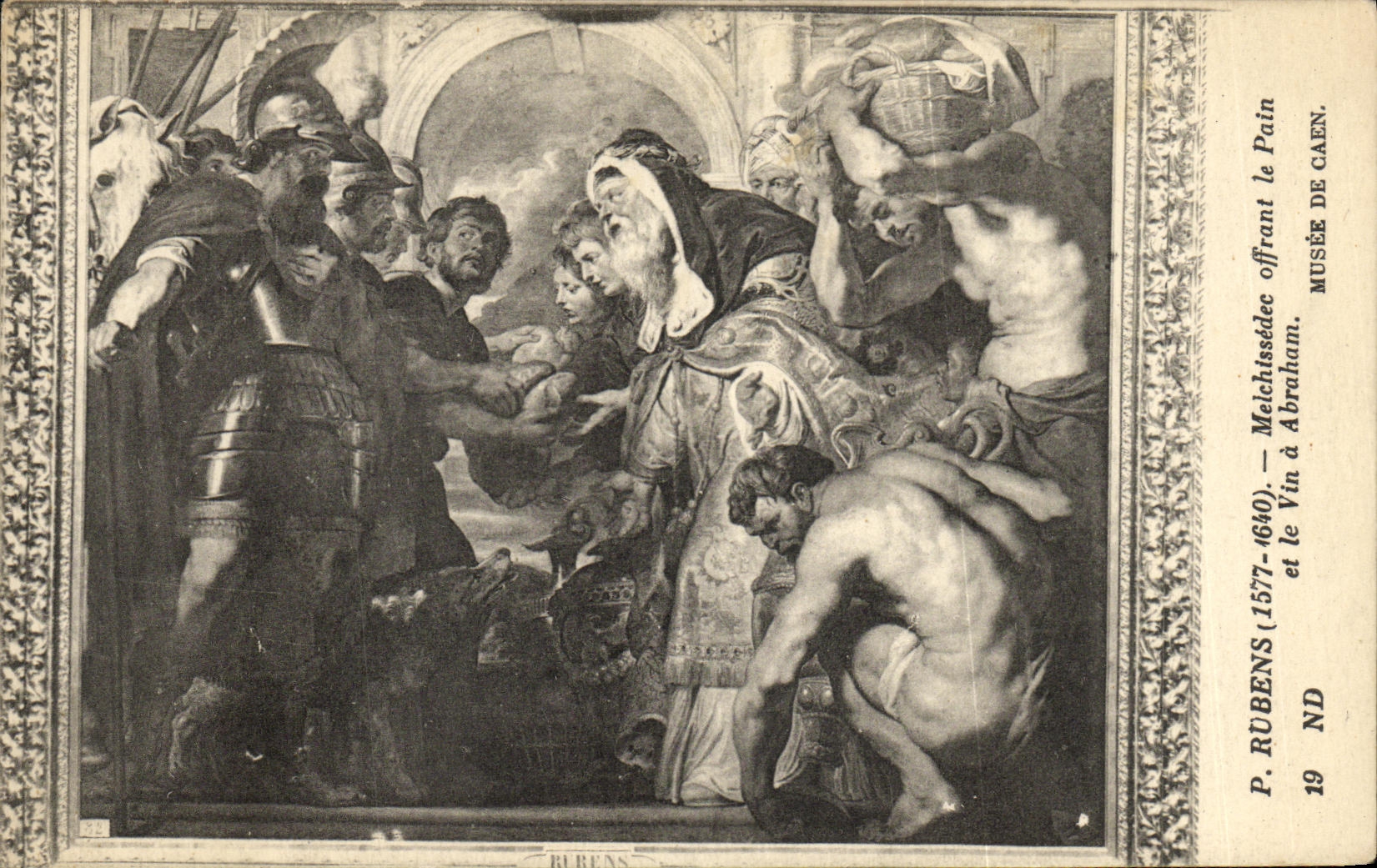 CPA Caen Rubens Melchissedec Offrant le Pain et le vin d Abraham Musee de Caen