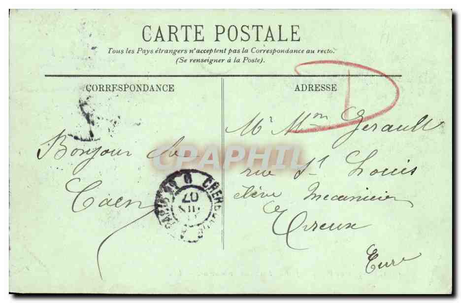 CPA Caen Le Palais de Justice et Place St Sauveur — Rückseite