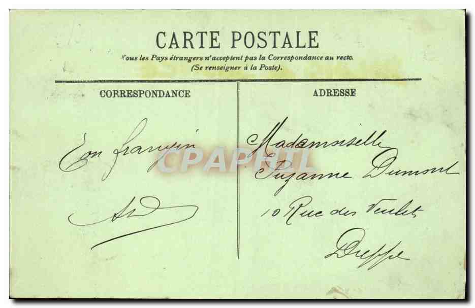 CPA Caen Le Palais de Justice et la Statue de Louis XIV — Verso