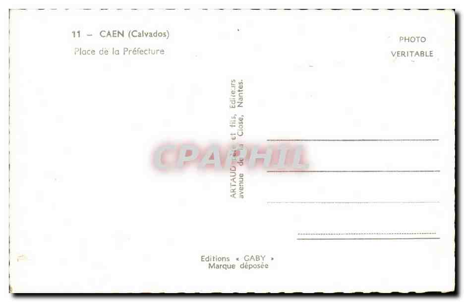 CPSM Caen Place de la Prefecture — Verso