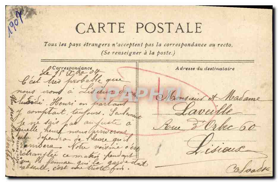 CPA Caen Place de la Republique et Hotel de ville  — Rückseite