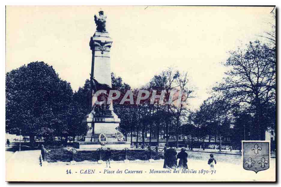 CPA Caen La Place des Casernes Monument des Mobiles 1870 1871