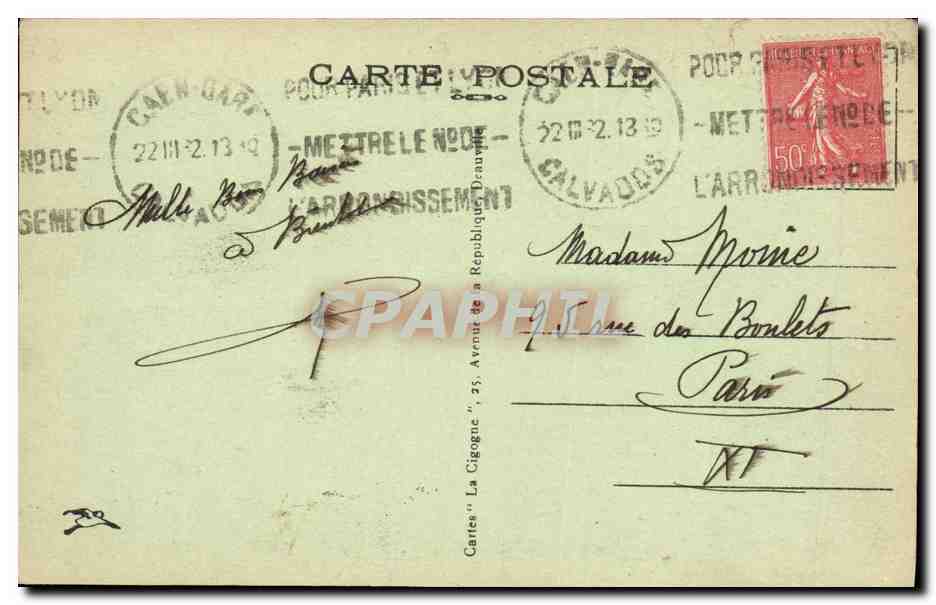 CPA Caen Place Saint Pierre  — Verso