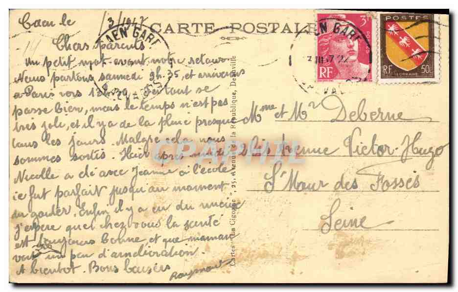 CPA Caen La Place Saint Pierre  — Verso