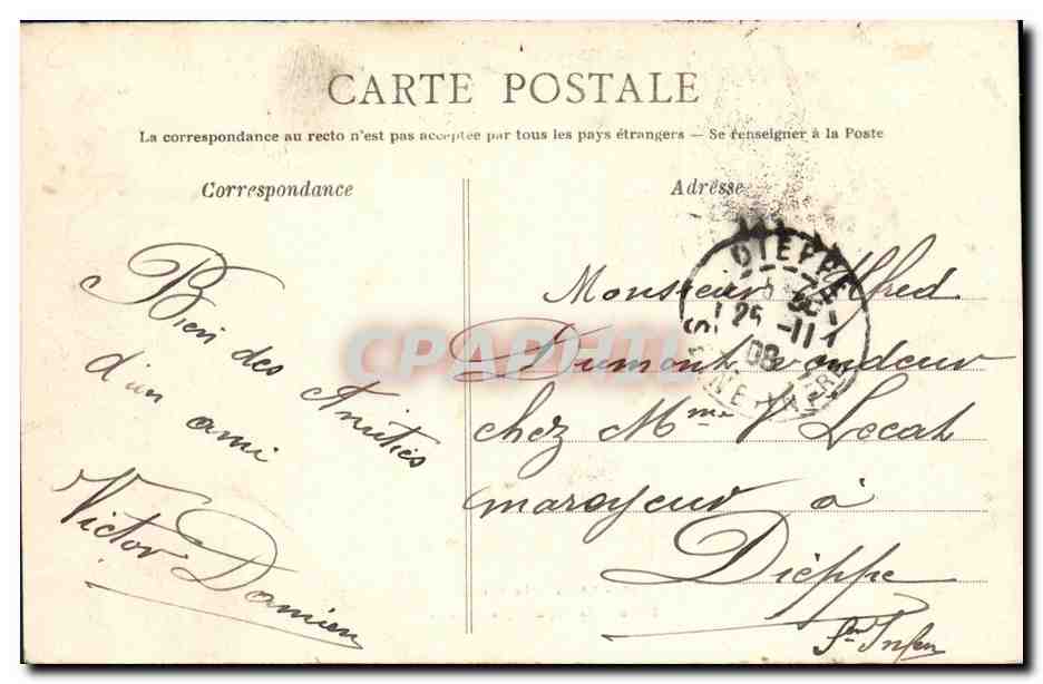 CPA Caen Place de la Republique Enfants — Verso