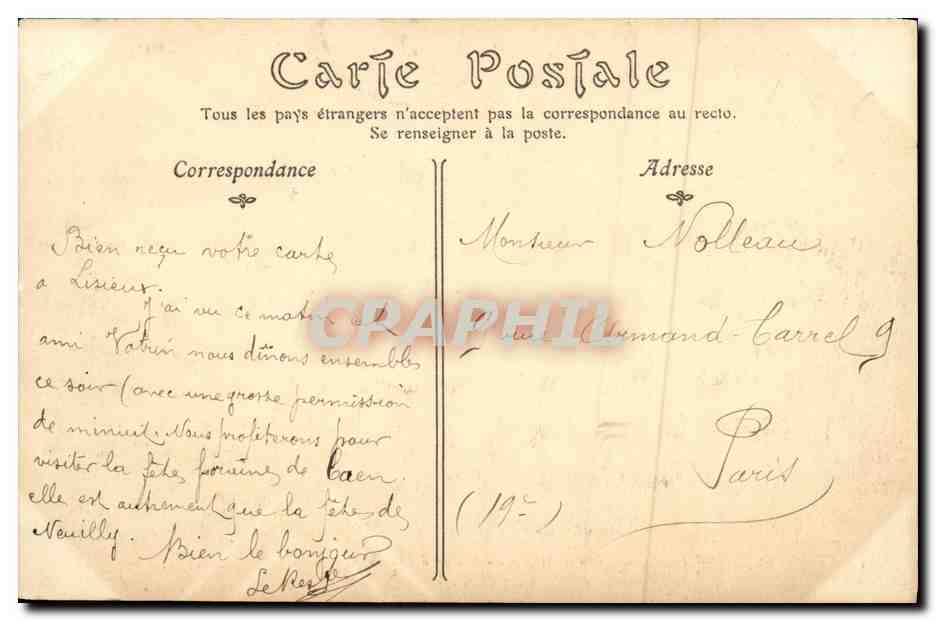 Cahen — La Place Saint-Sauveur et la Statue d'Élie de Beaumont — Verso