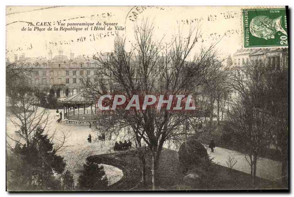 CPA Caen Vue Panoramique du Square de la Place de la Republique et L Hotel de Ville