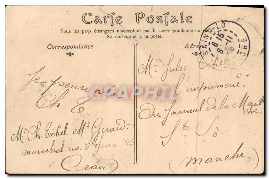 CPA Caen La Place Gambetta et la Rue Auber — Rückseite