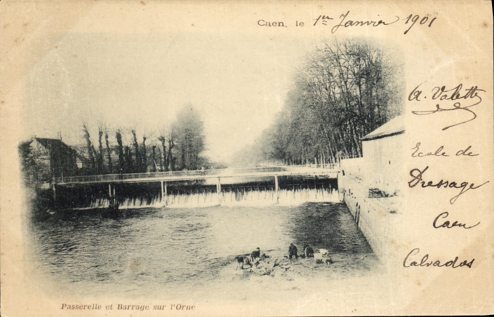Caen — Passerelle et Barrage sur l'Orne — Éditeur non identifié, n° de série non visible