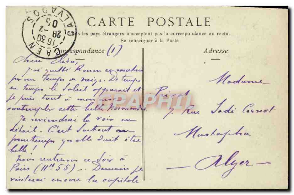 CPA Caen le pont de Calix — Verso