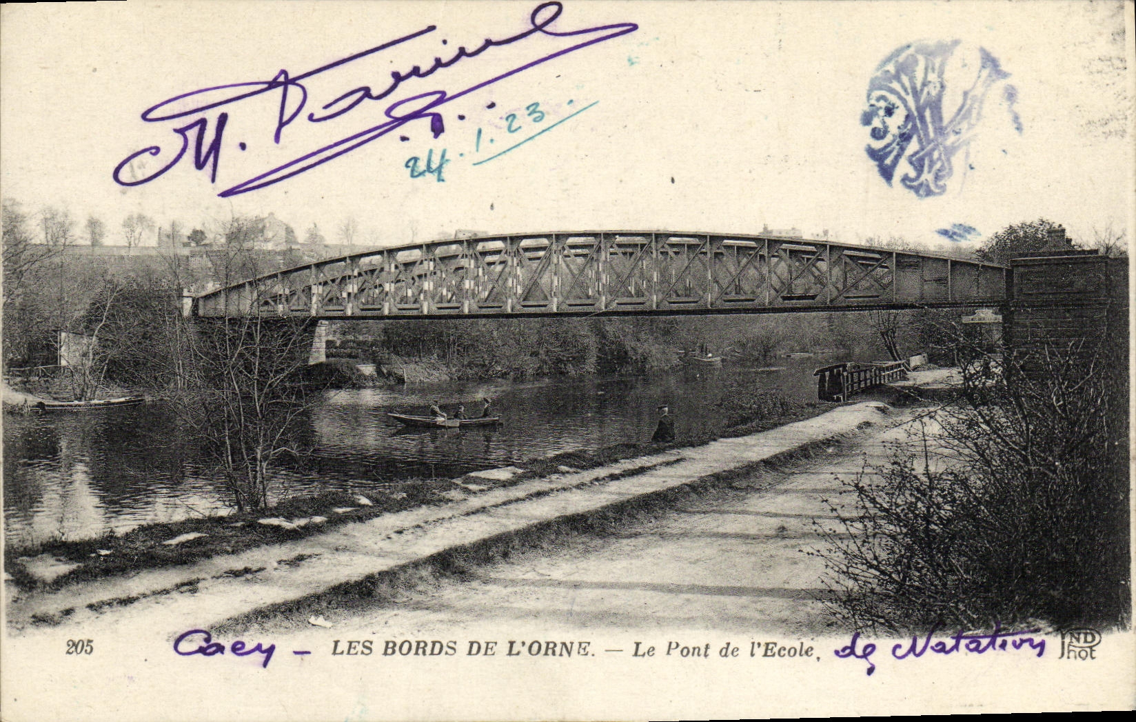 CPA Caen Les Bords De L Orne Le pont de l ecole