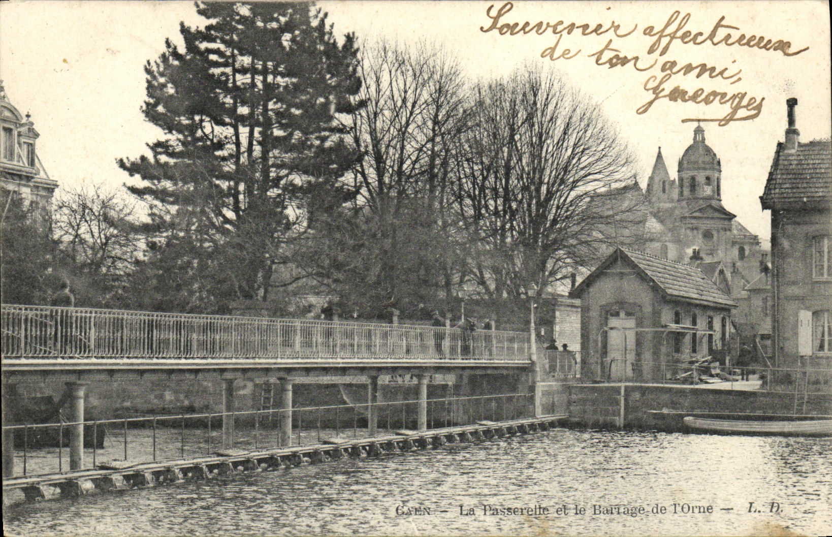 Caen — La Passerelle et le Barrage de l'Orne — L. D.