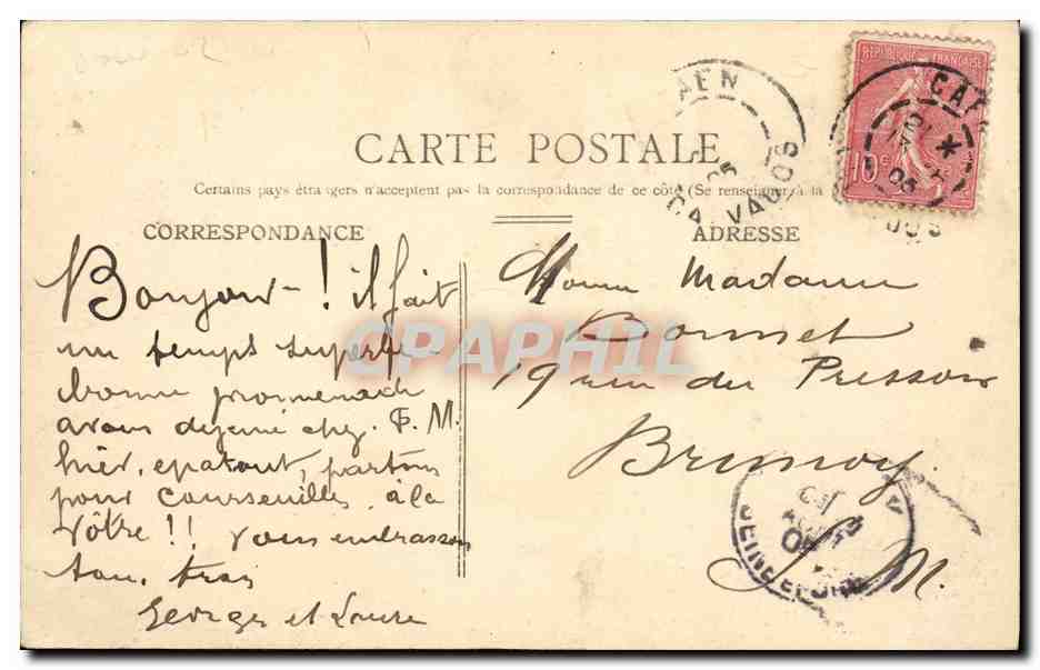 CPA Caen Le Bassin Bateaux — Rückseite