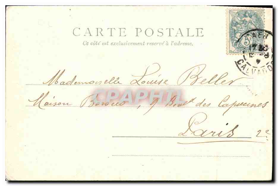 CPA Caen Les Quais Bateau — Verso