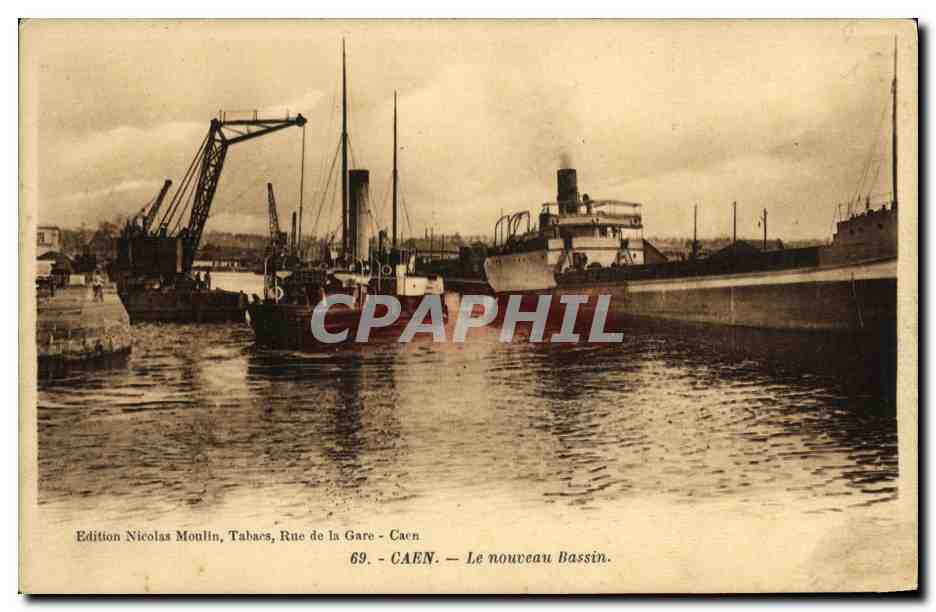 CPA Caen Le nouveau Bassin Bateau