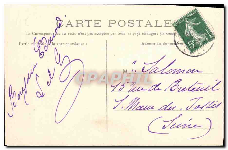 CPA Caen Le Bassin Bateaux — Verso