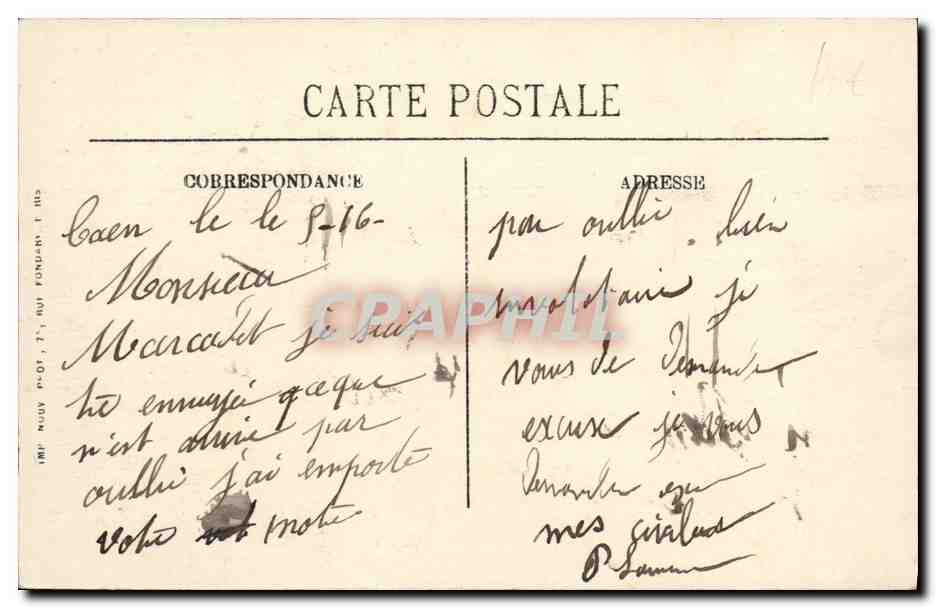 CPA Caen Vue prise du Barrage Bateaux — Verso