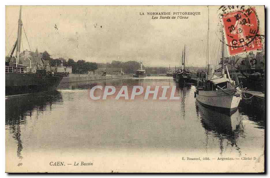 CPA Caen Les bords de l Orne Bateau