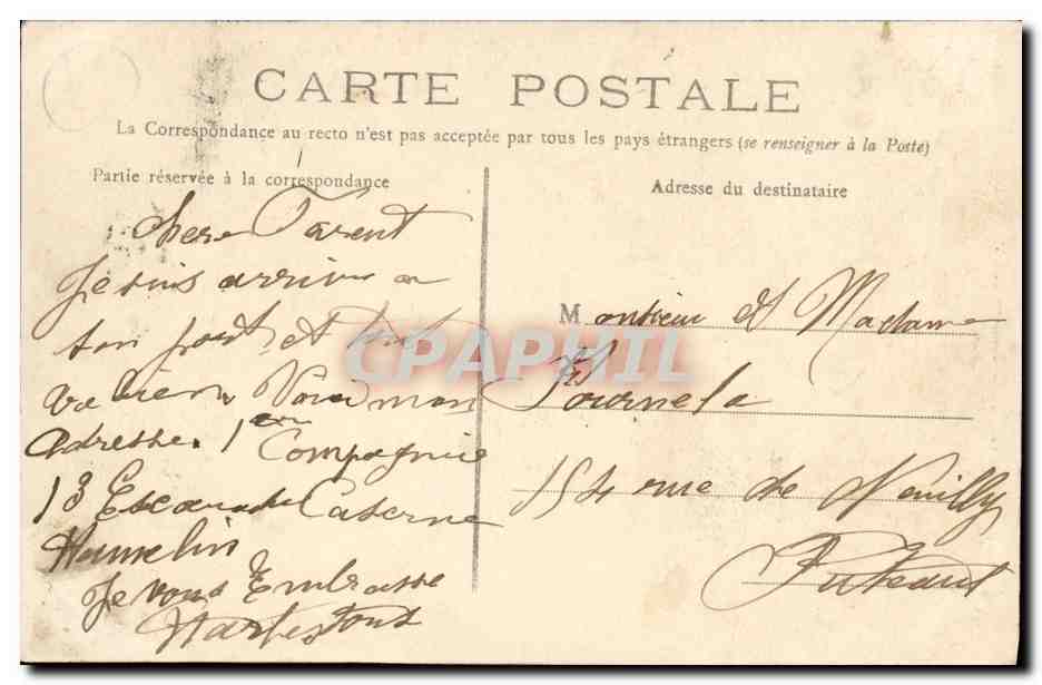 CPA Caen La Rue Saint Jean Soldats Militaria — Rückseite