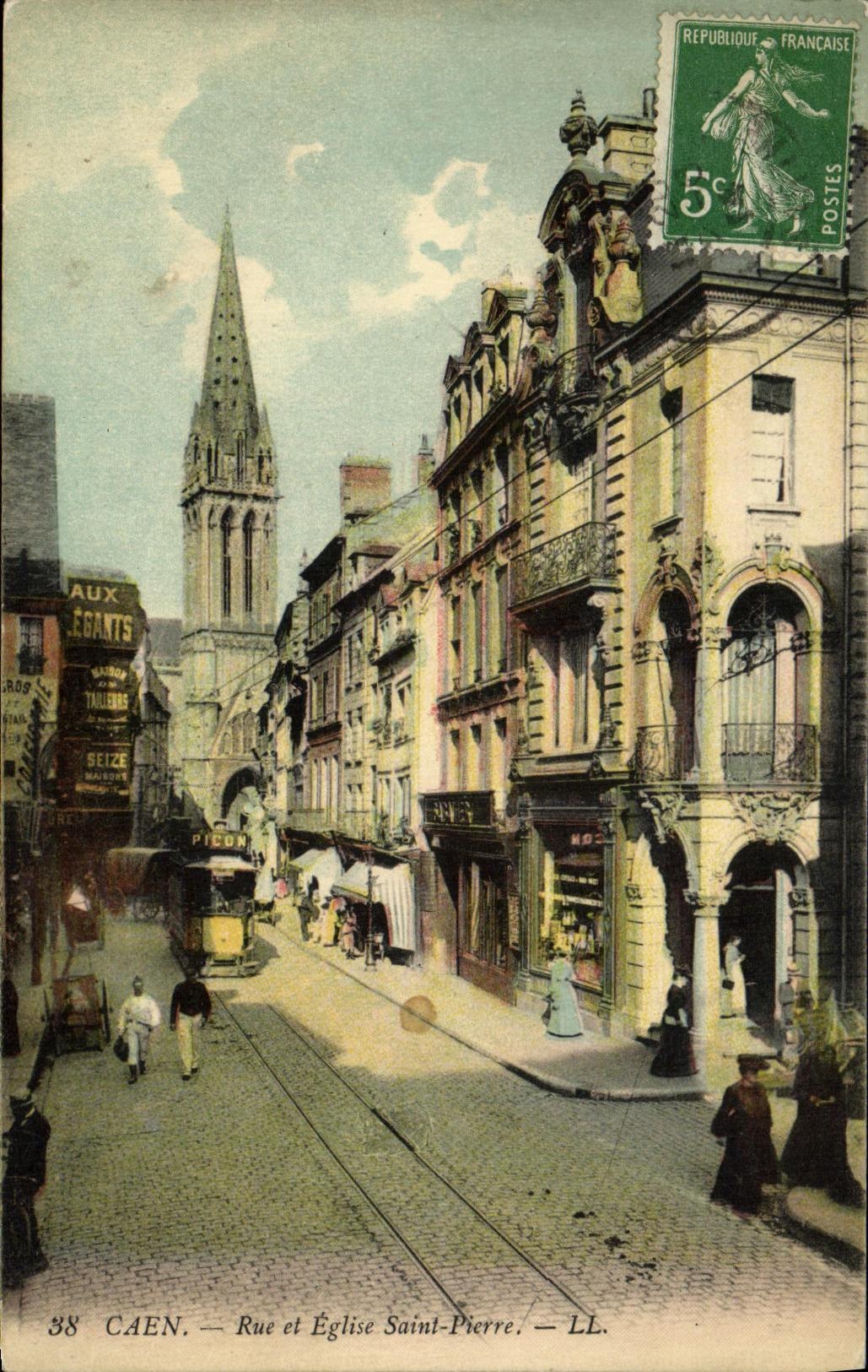 Caen — Rue et Église Saint-Pierre — LL. n°38