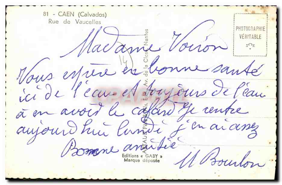 Rue de Vaucelles — Caen (Calvados) — Éditions Gaby — Rückseite