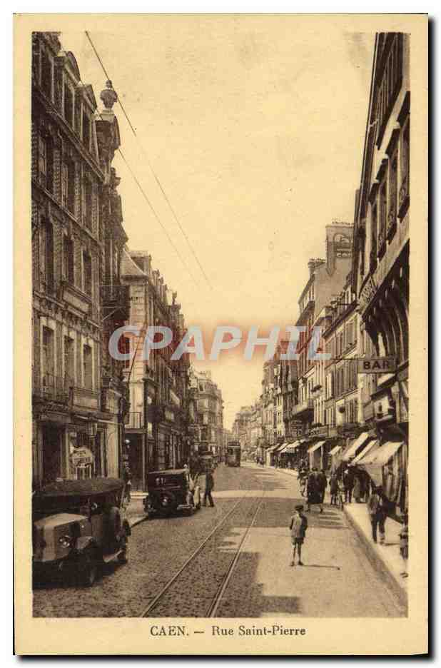CPA Caen Rue Saint Pierre automobiles