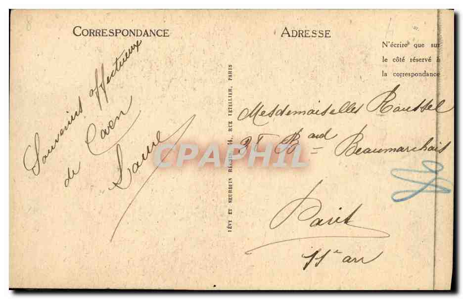 CPA Caen Ancien Rue de la Poissonnerie — Verso