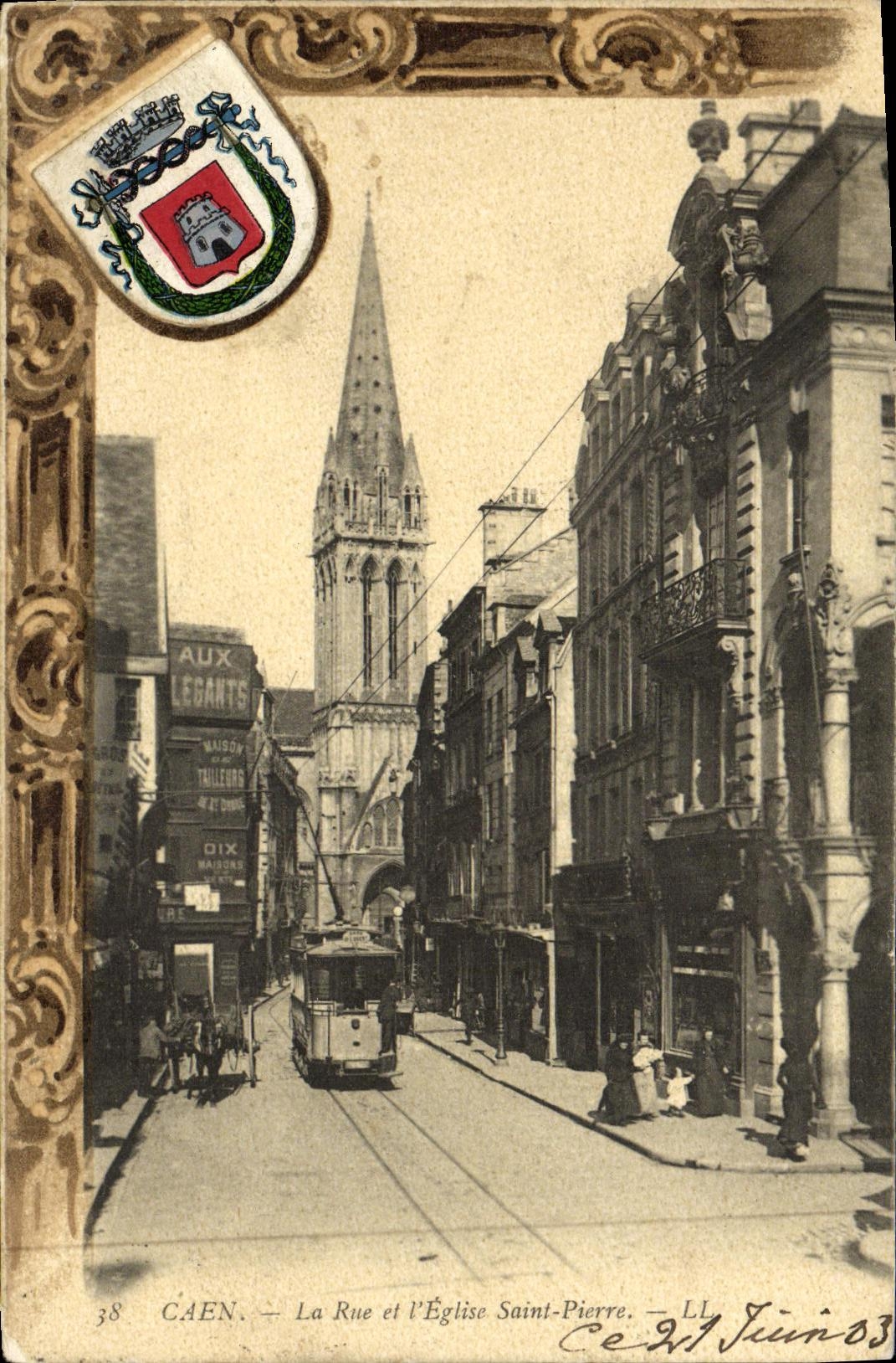 Caen — La Rue et l'Église Saint-Pierre — LL, n°38