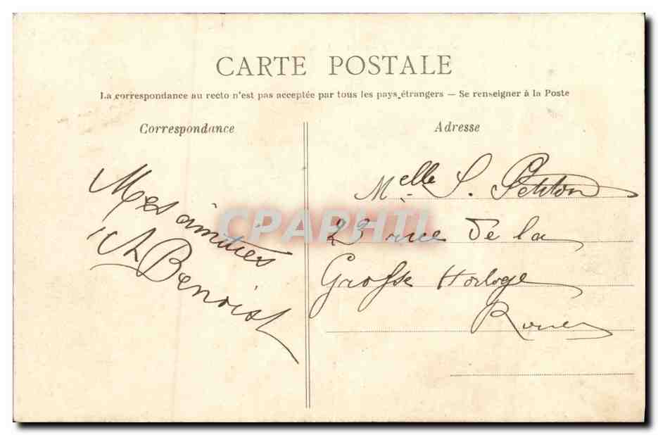 CPA Caen La Rue d Auge et l Hotel du Pin Tramway Publicite Liqueur Benedictine — Rückseite