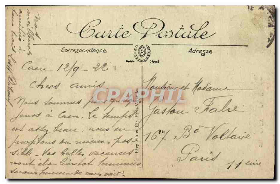 CPA Caen Rue Montoir Poissonnerie L Eglise Saint Pierre Enfants — Rückseite