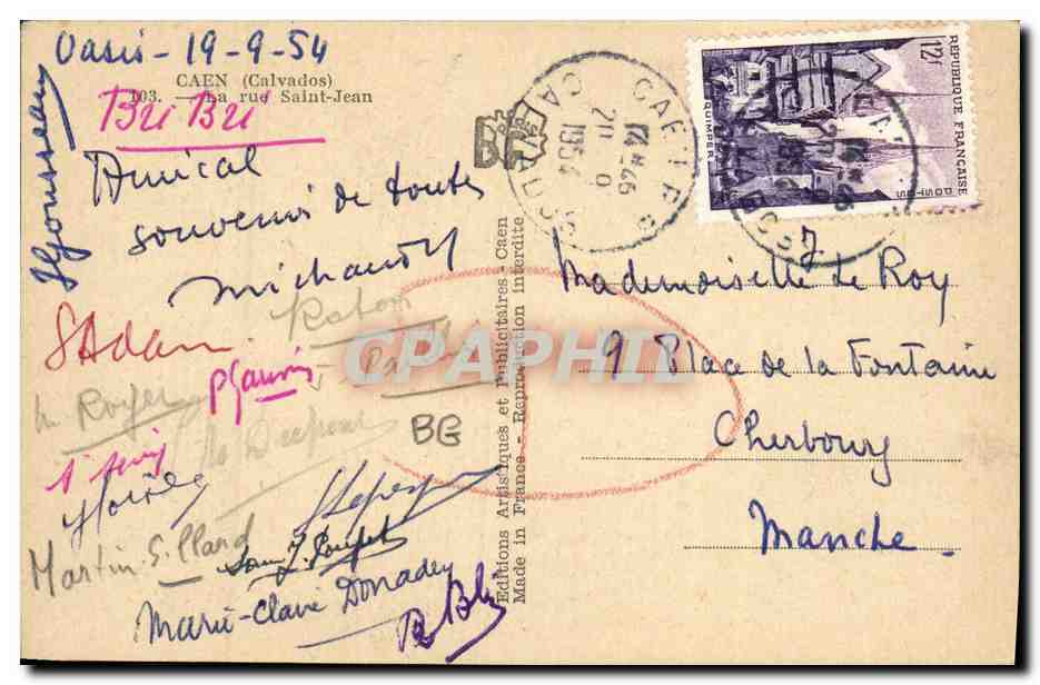 Vue de la rue du Carillon à Caen — éditeur 'AU CARILLON' — n°4 — Verso