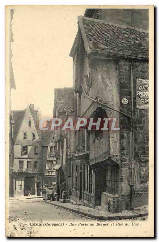 CPA Caen Rue Porte au Berger et Rue du Ham