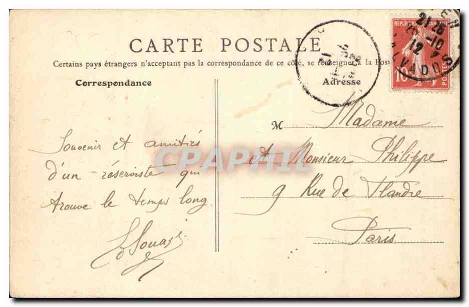 CPA Caen Rue Porte au Berger et Rue du Ham — Rückseite