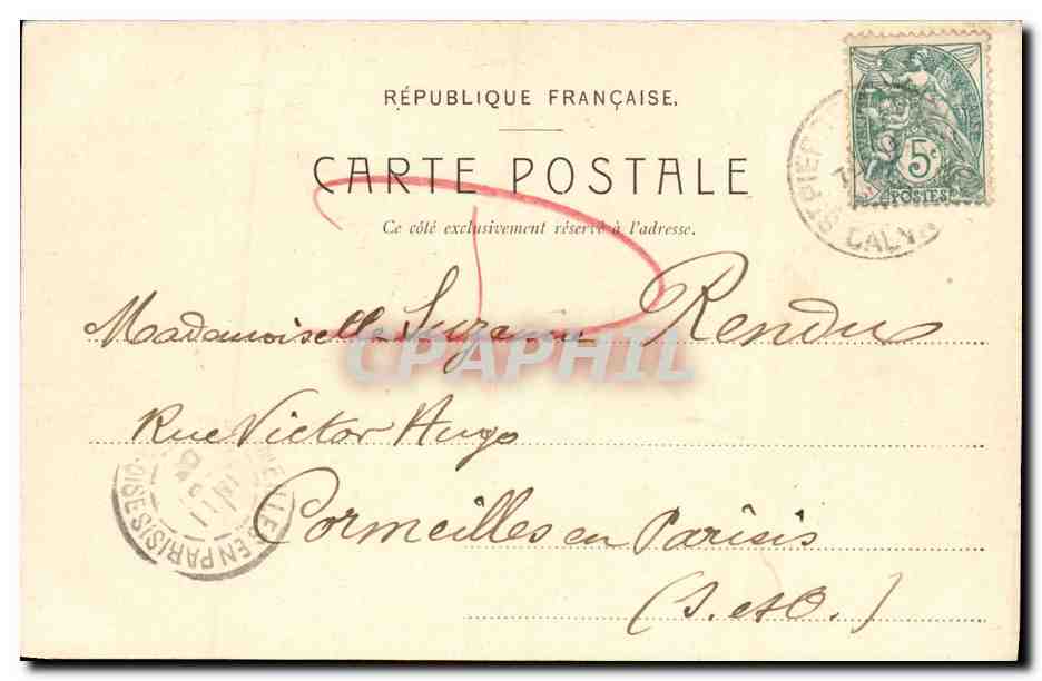 CPA Caen La Rue et la Tour Saint Jean — Verso