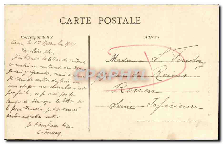 Caen - Rue et tour Saint-Jean — A.D. éditeur, n° 37 — Reverso