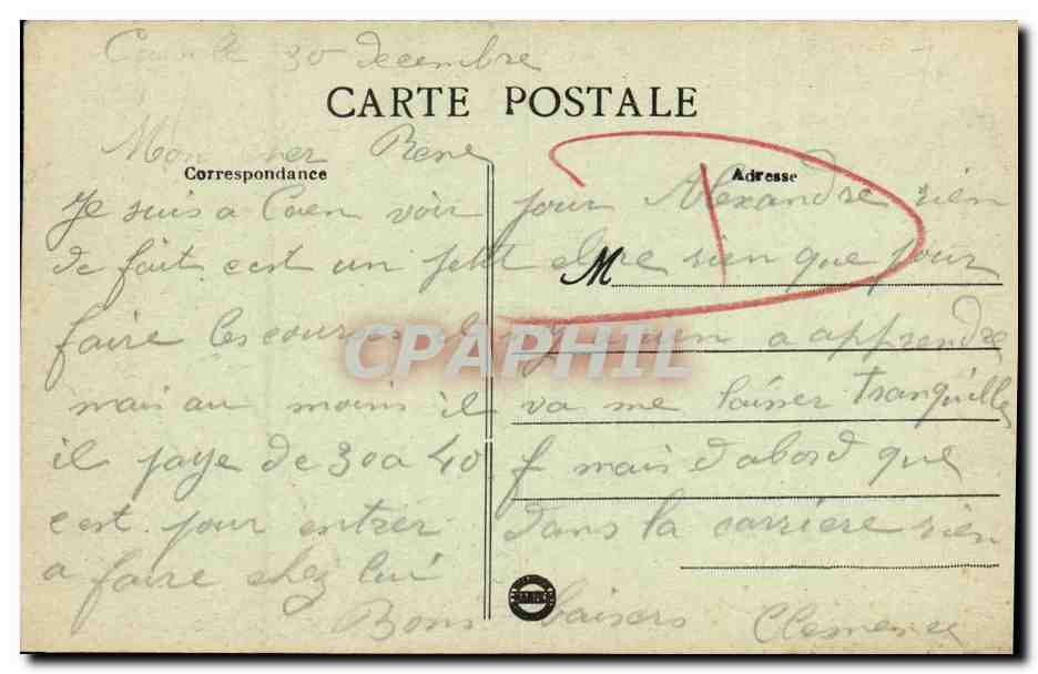 CPA Caen La Rue Saint Pierre Tramway — Rückseite