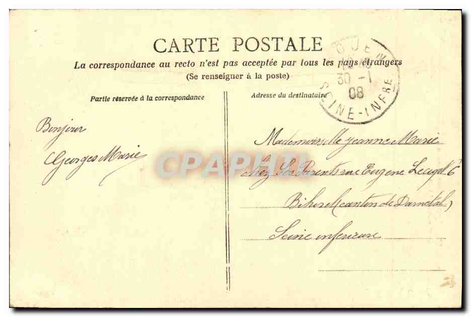 CPA Caen Tour des Gens d Armes — Rückseite