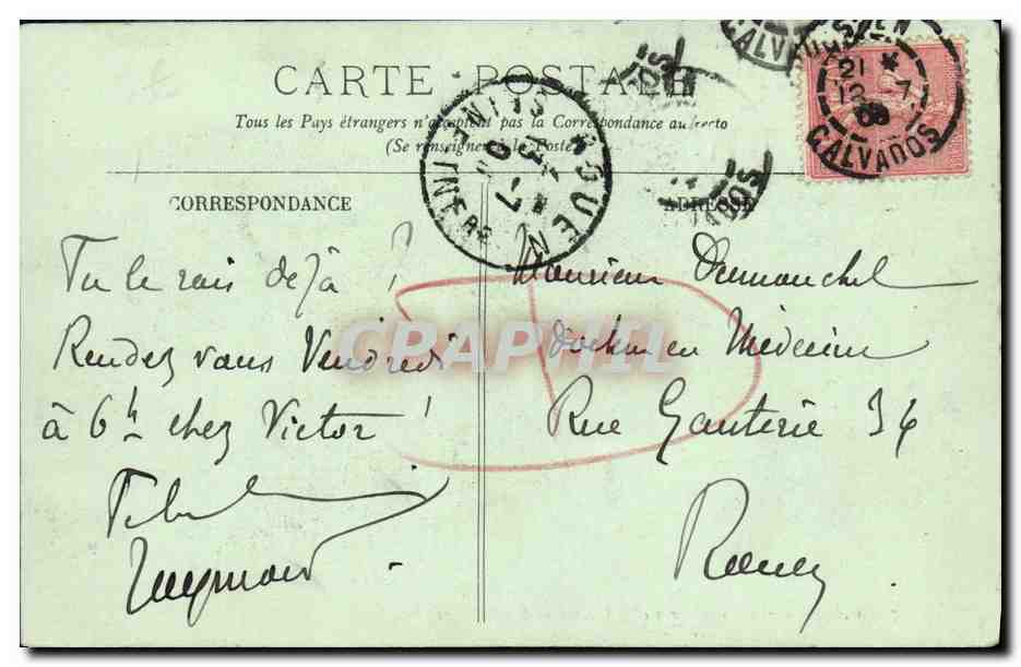 CPA Caen La Tour Leroy et le Clocher de Saint Pierre — Rückseite