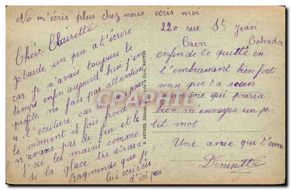 CPA Caen Le Tour Guillaume Le Roy — Verso