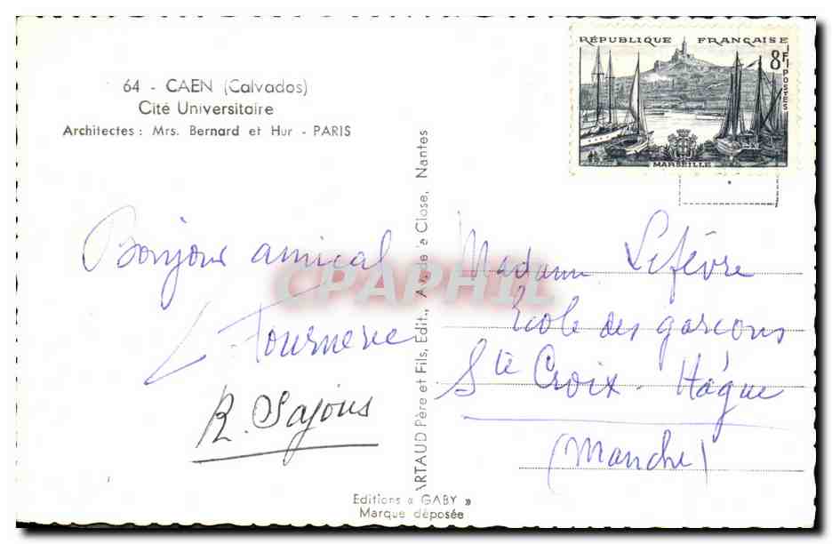 CPSM Caen Cite Universitaire — Verso