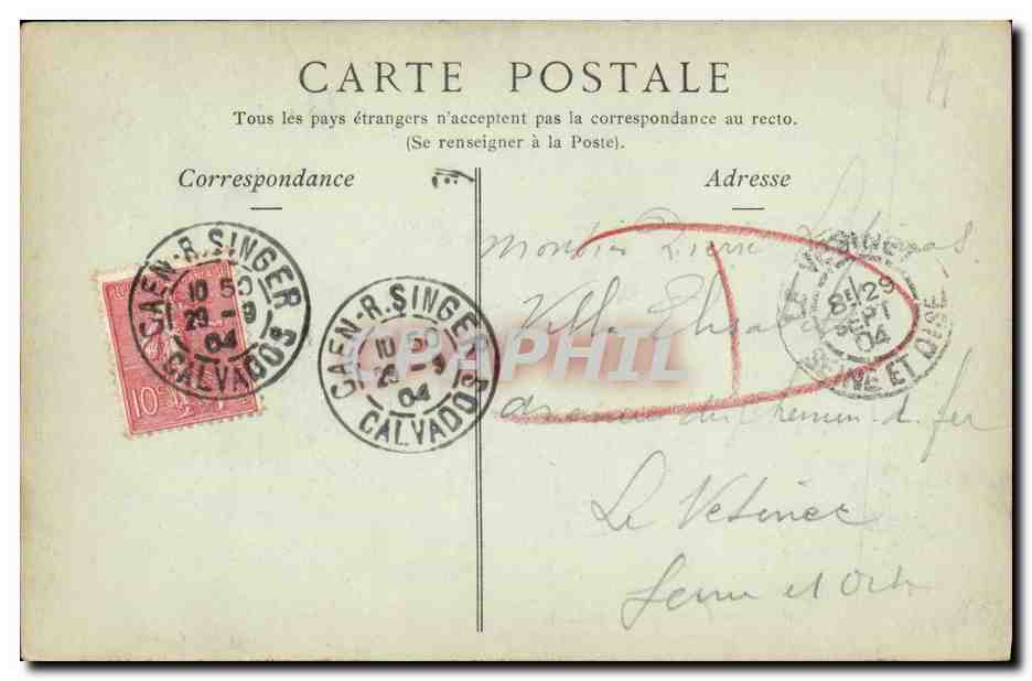 CPA Caen Palais de l Universite — Verso
