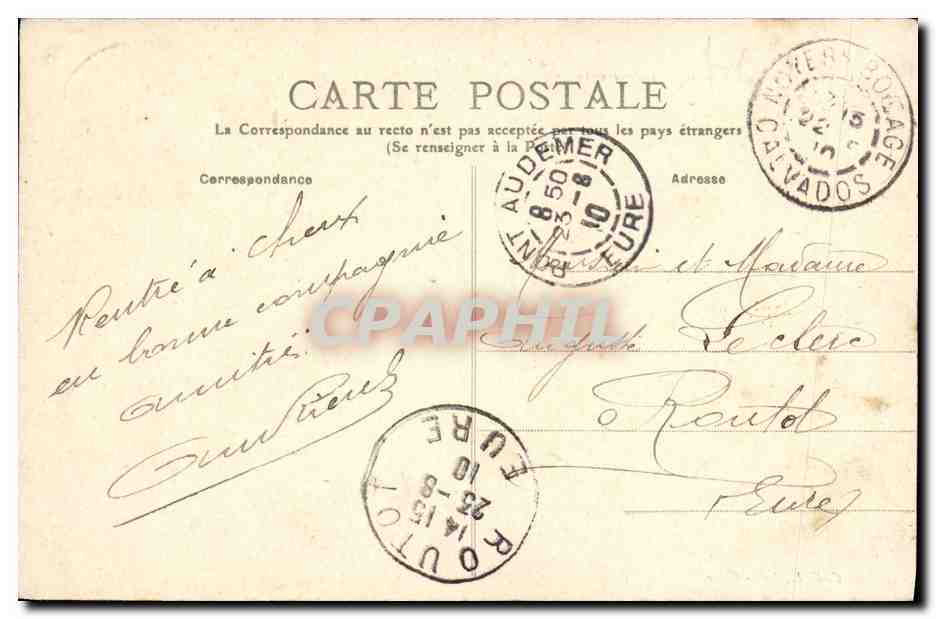 CPA Caen Palais de l Universite — Verso