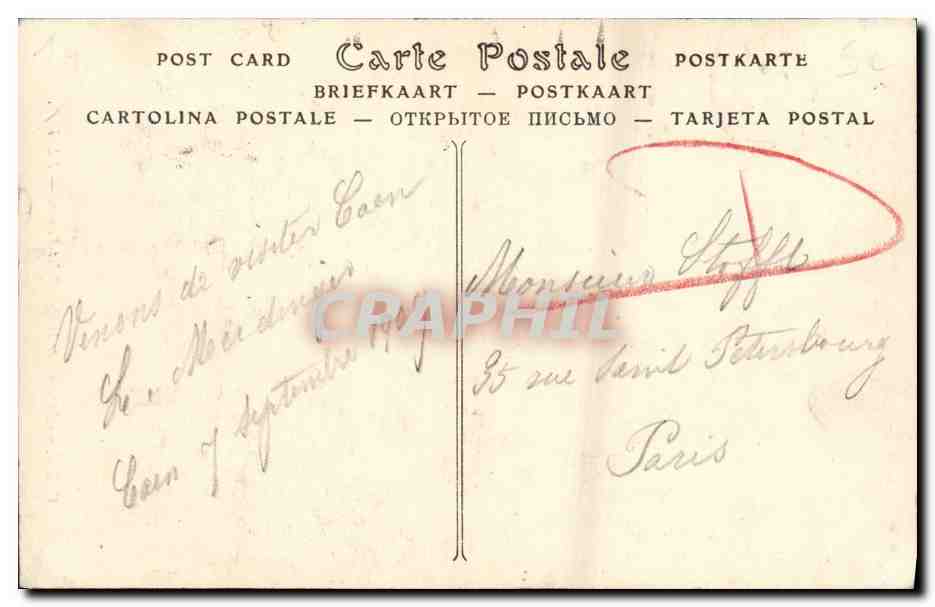 CPA Caen Vieilles Maisons Rue Saint Pierre Levrard — Verso