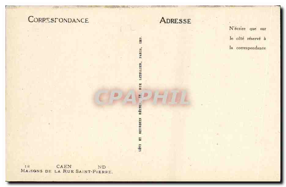 CPA Caen Maisons de la Rue Saint Pierre Levrard — Verso