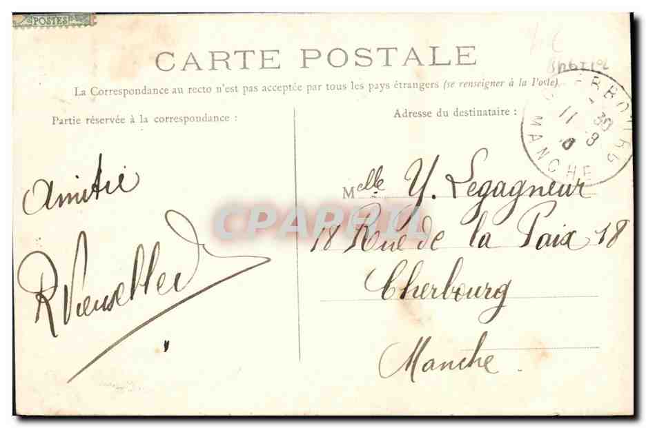 CPA Caen Vieille Maison Rue St Pierre Levrard — Rückseite