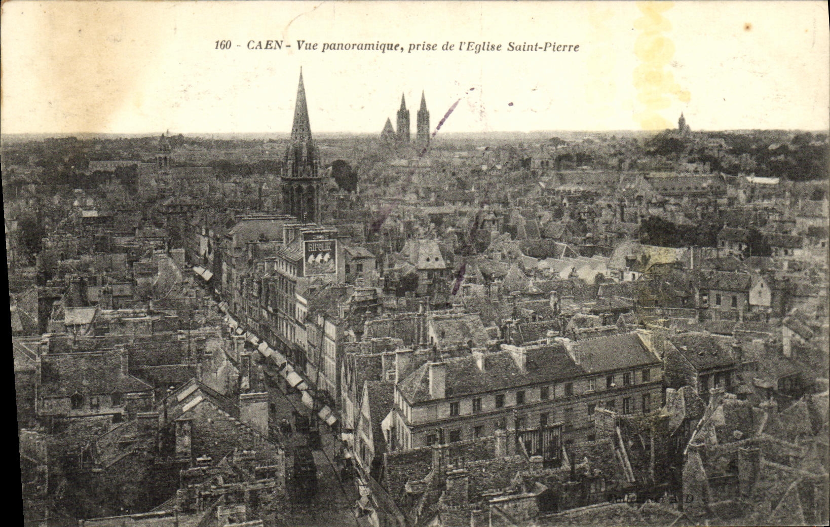 CPA Caen Vue Panoramique Prise de l Eglise Saint Pierre