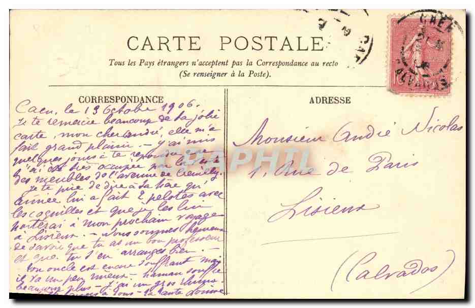 Caen — Vue prise de l'Abbaye aux Dames — LL. — Verso