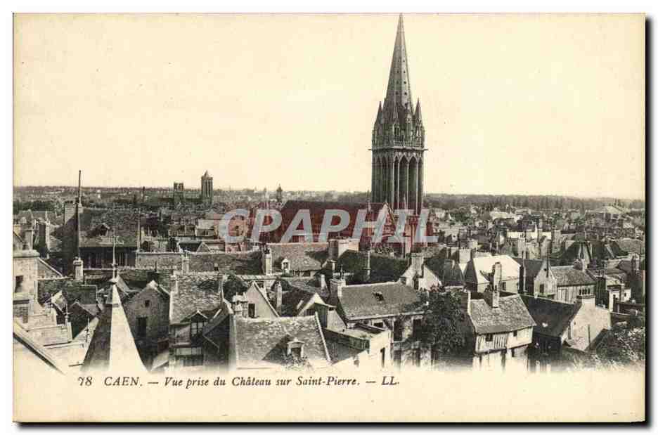 CPA Caen Vue prise du Chateau sur Saint Pierre